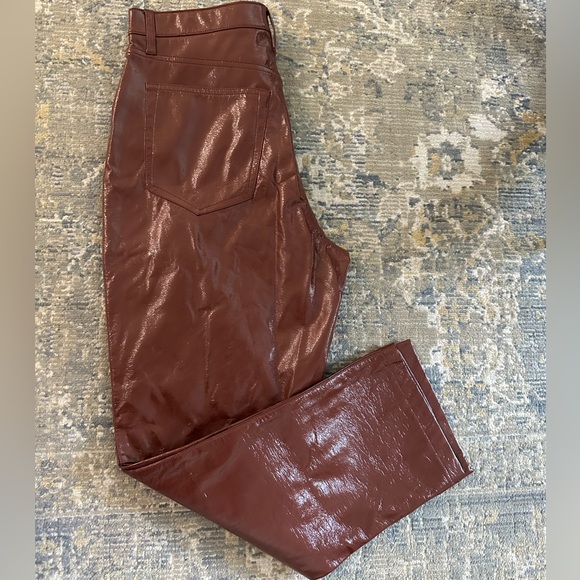 Brown Abercrombie and Fitch 90s straight leather pants - Picture 7 of 12